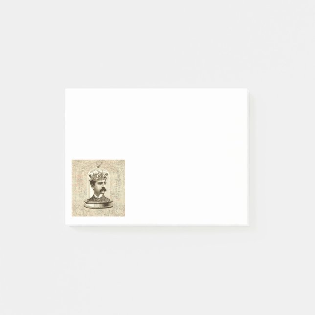 Clockwork Brain STEAMPUNK vintage Post-it Block (Framsida)