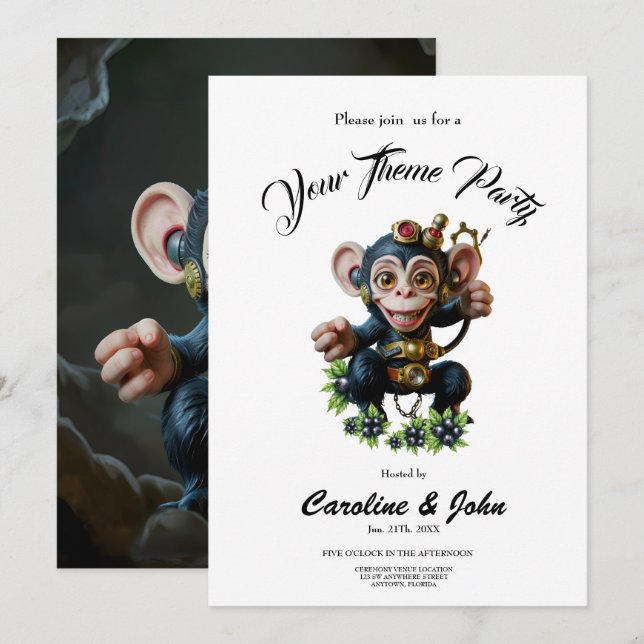 Clockwork Cavekeeper – Den viskande apan  Inbjudningar (Fram/baksida)