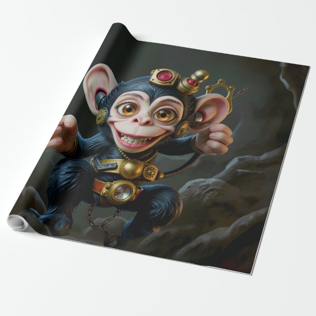 Clockwork Cavekeeper – Den viskande apan  Presentpapper (Utrullad)