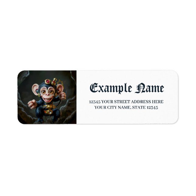 Clockwork Cavekeeper – Den viskande apan Returadress Etikett (Framsidan)