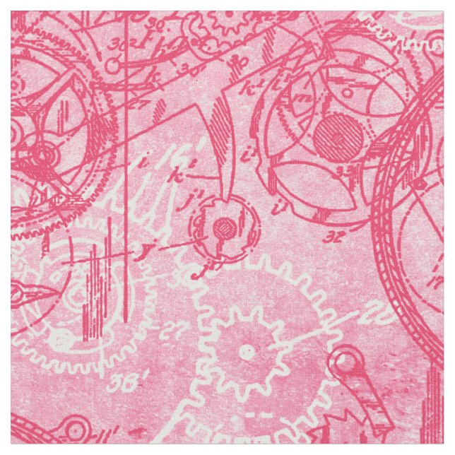 Clockwork Collage Rosa Tyg (Närbild)