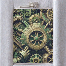 Clockwork Gears Steampunk Industrial Grönt Fickplunta
