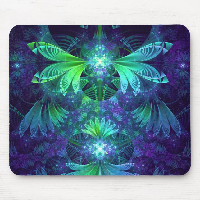 Clockwork Kite Vingar av en blå Grönt Dragonfly Musmatta (Framsidan)