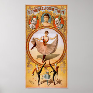 CLODOCHE TROUPE Fransk CircusAct VAUDEVILLE Poster