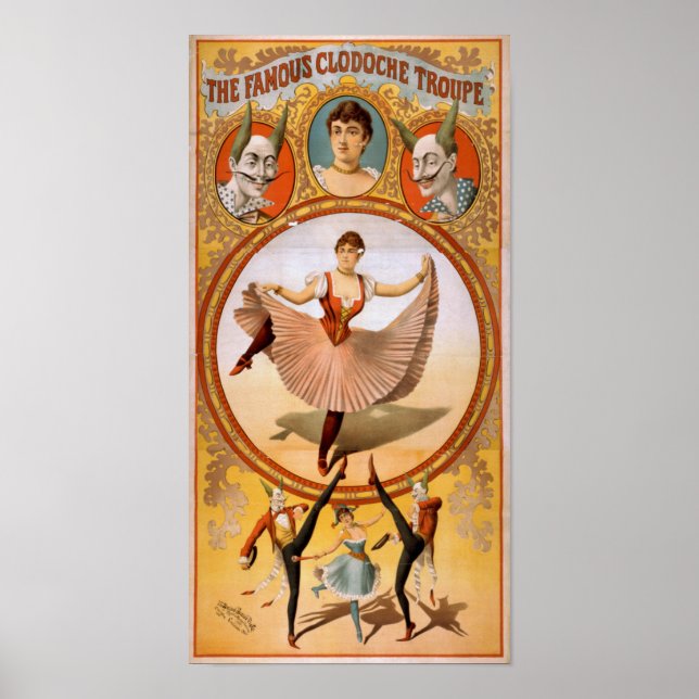 CLODOCHE TROUPE Fransk CircusAct VAUDEVILLE Poster (Framsidan)