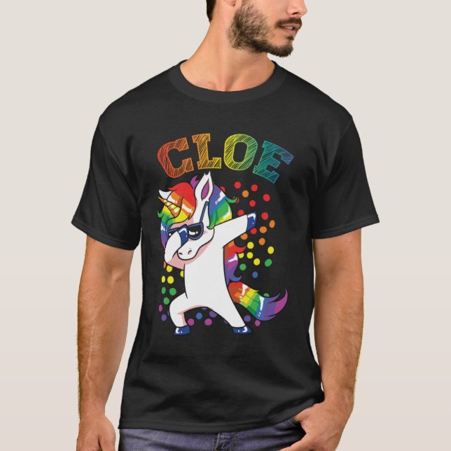 Cloe Dabbing Unicorn T Shirt (Framsida)