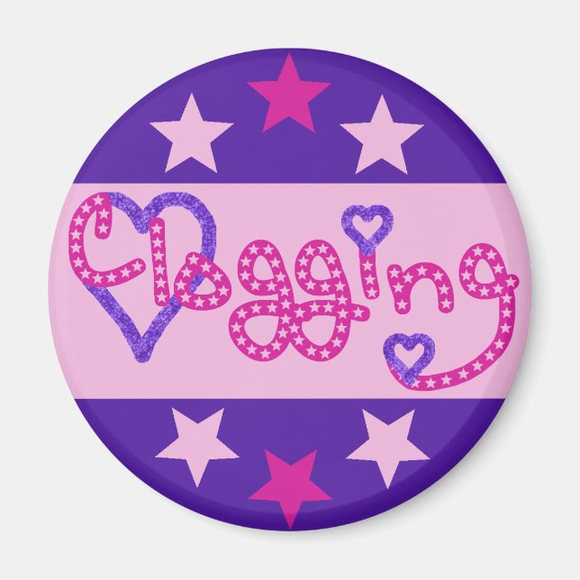 Clogg Kärlek Stars Hearts Rosa Magnet (Framsidan)