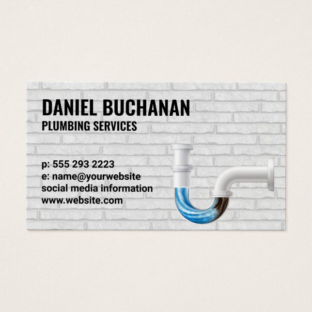 Clogged Rör | Målad tegelvägg Visitkort (Framsidan)