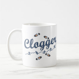Clogger dansare skor att stoppa till blått kaffemugg