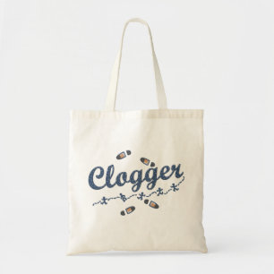 Clogger dansare skor att stoppa till blått tygkasse