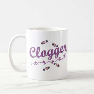 Clogger dansare skor att stoppa till lilor kaffemugg