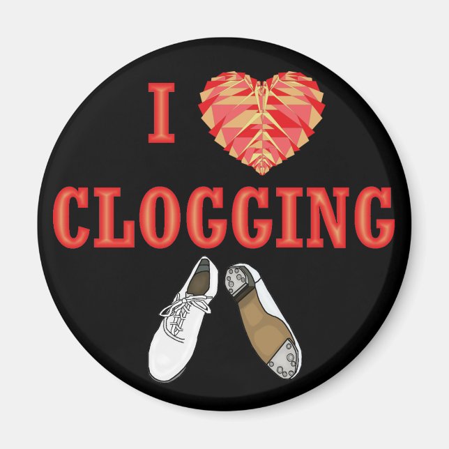 Clogger I Kärlek Heart Dancing Clogger Magnet (Framsidan)