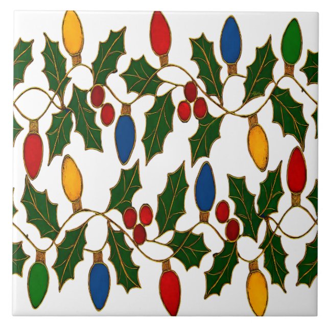 Cloisonne Art Christmas Lights and Holly Kakelplatta (Framsidan)