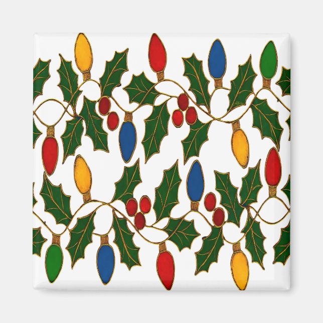Cloisonne Art Christmas Lights and Holly Magnet (Framsidan)