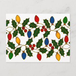 Cloisonne Art Christmas Lights and Holly Vykort