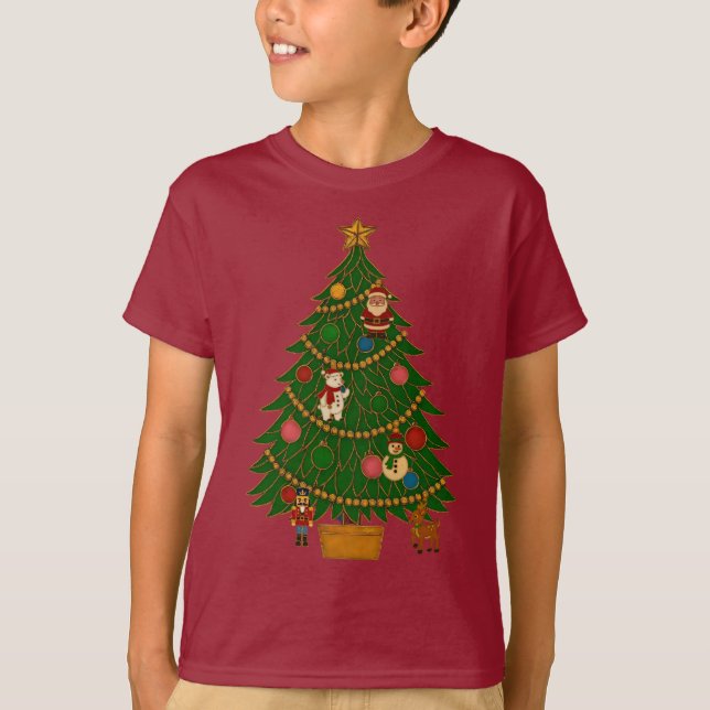 Cloisonne Art Christmas Tree Character Ornaments T Shirt (Framsida)