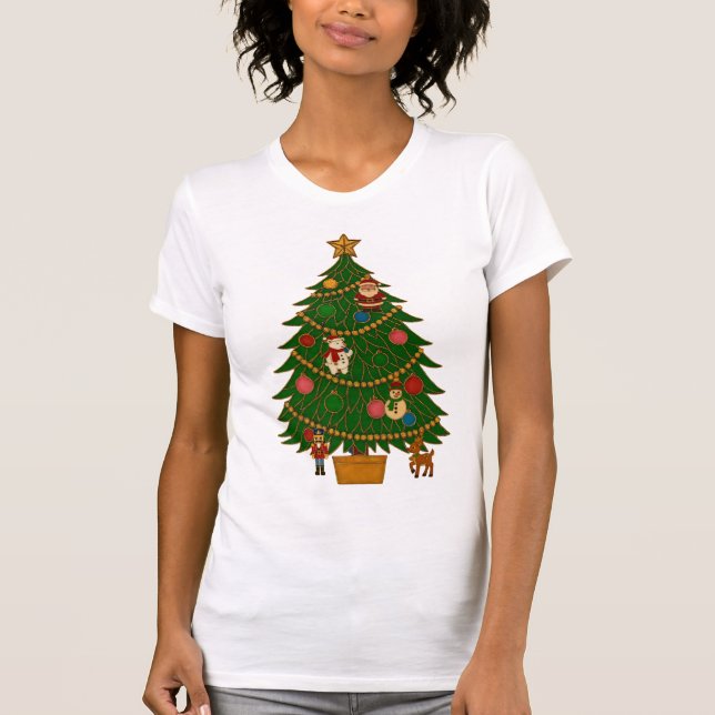 Cloisonne Art Christmas Tree Character Ornaments T Shirt (Framsida)