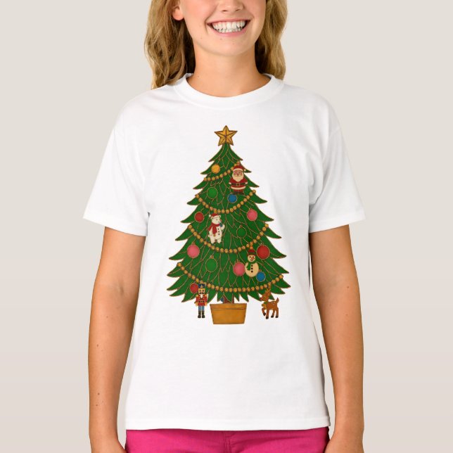 Cloisonne Art Christmas Tree Character Ornaments T Shirt (Framsida)