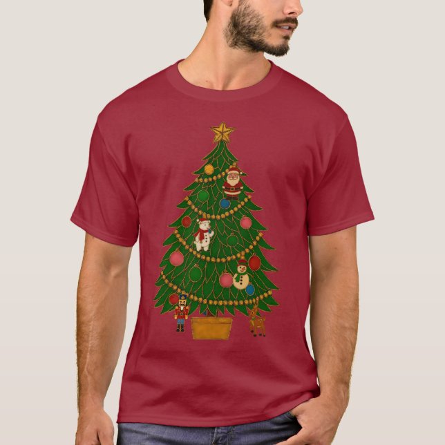 Cloisonne Art Christmas Tree Character Ornaments T Shirt (Framsida)