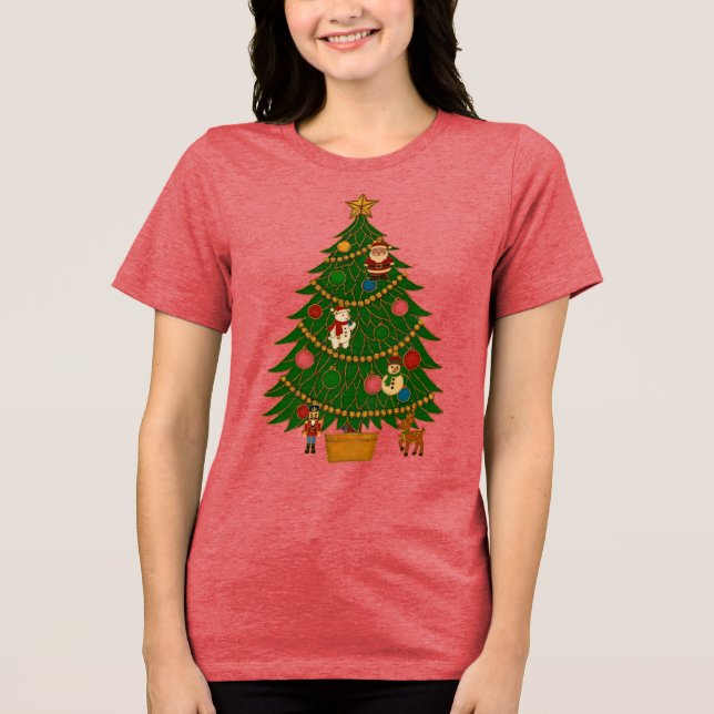 Cloisonne Art Christmas Tree Character Ornaments T Shirt (Framsida)