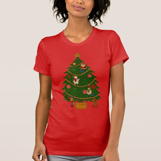 Cloisonne Art Christmas Tree Character Ornaments T Shirt (Framsida)