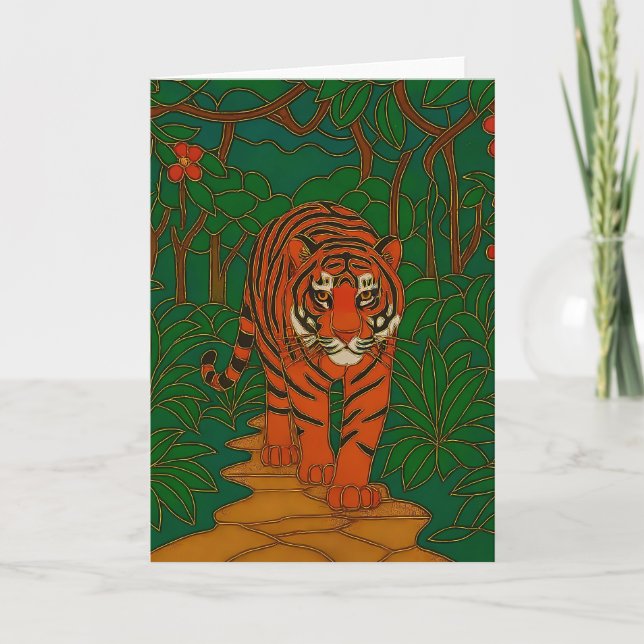 Cloisonne Art Tiger on the Jungle Path Kort (Framsida)