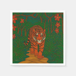 Cloisonne Art Tiger on the Jungle Path Pappersservett