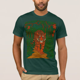 Cloisonne Art Tiger on the Jungle Path T Shirt