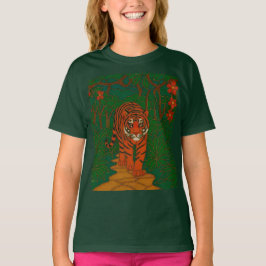 Cloisonne Art Tiger on the Jungle Path T Shirt
