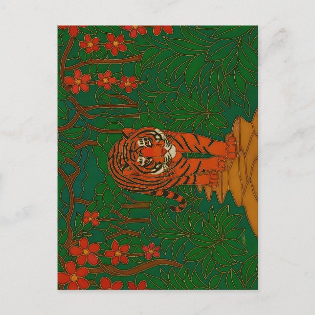 Cloisonne Art Tiger on the Jungle Path Vykort (Framsida)