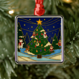 Cloisonne Art Whimsical Forest Classic Christmas  Julgransprydnad Metall