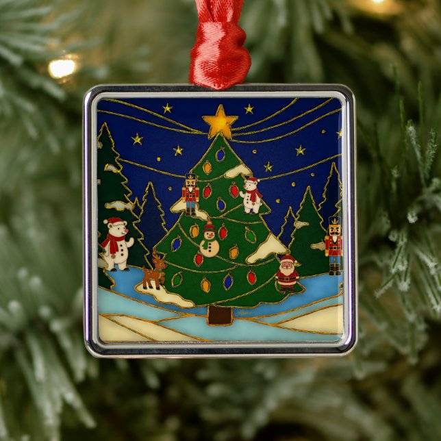 Cloisonne Art Whimsical Forest Classic Christmas  Julgransprydnad Metall (Träd)
