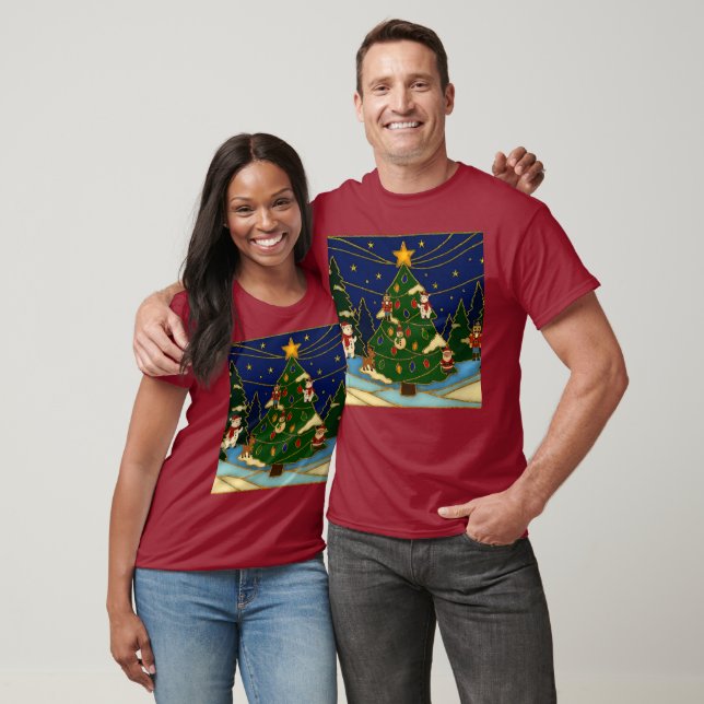 Cloisonne Art Whimsical Forest Classic Christmas  T Shirt (Unisex)