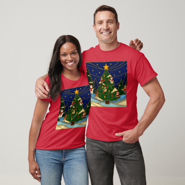 Cloisonne Art Whimsical Forest Classic Christmas  T Shirt (Unisex)