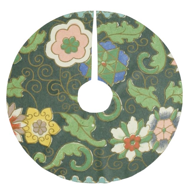 Cloisonne China Patter Asian Oriental Julgransmatta Borstad Polyester (Framsidan)