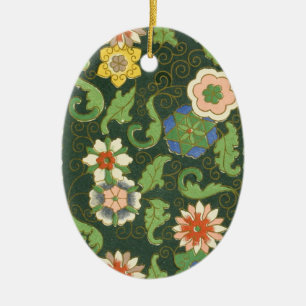 Cloisonne China Patter Asian Oriental Julgransprydnad Keramik