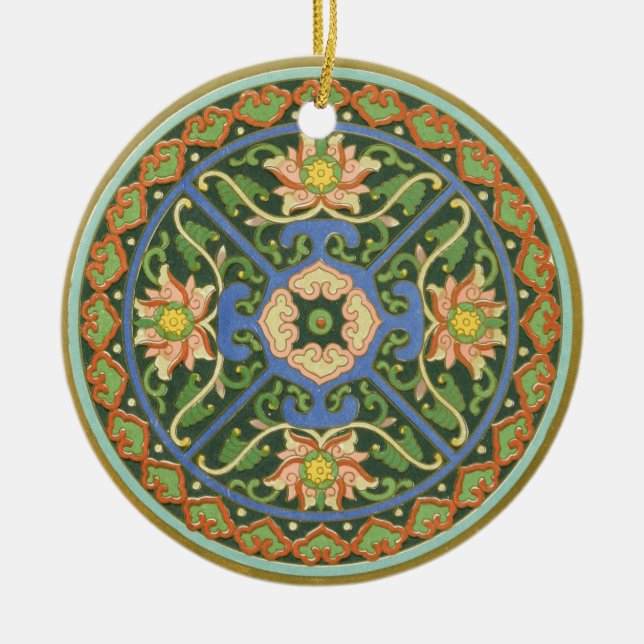 Cloisonne China Patter Asian Oriental Julgransprydnad Keramik (Framsidan)