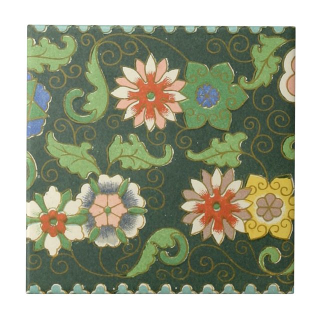Cloisonne China Patter Asian Oriental Kakelplatta (Framsidan)