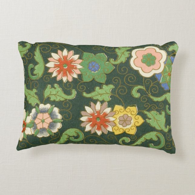 Cloisonne China Patter Asian Oriental Prydnadskudde (Baksidan)