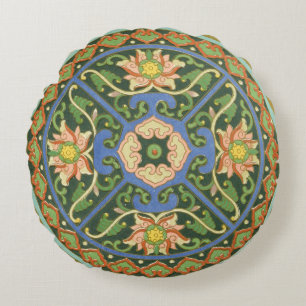 Cloisonne China Patter Asian Oriental Rund Kudde