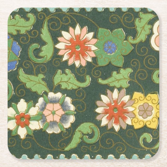 Cloisonne China Patter Asian Oriental Underlägg Papper Kvadrat (Framsidan)