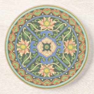 Cloisonne China Patter Asian Oriental Underlägg Sandsten