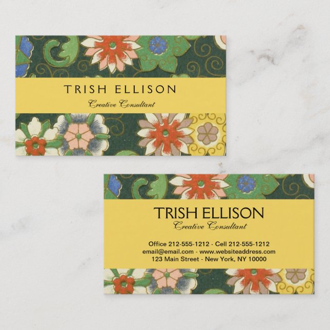 Cloisonne China Patter Asian Oriental Visitkort (Fram/baksida)