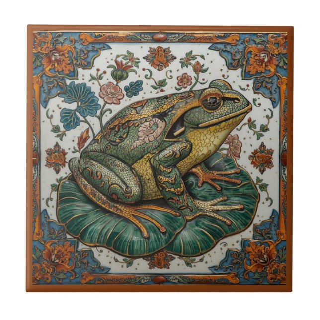 Cloisonne Frog on Lily Pad Kakelplatta (Framsidan)