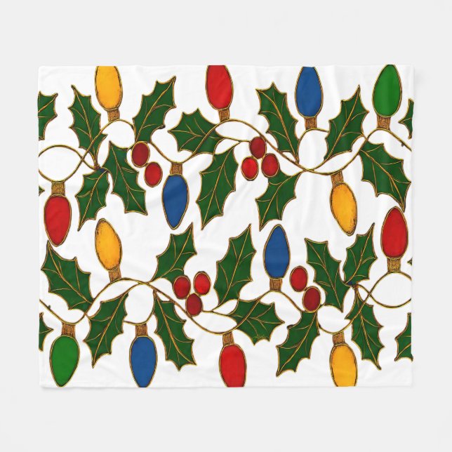 Cloisonné julbelysning och järnek fleecefilt (Framsidan (Horisontell))