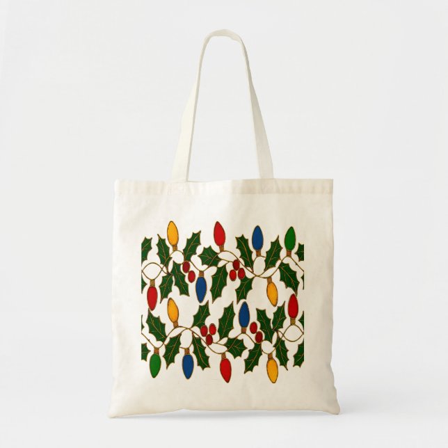 Cloisonne Julbelysning och järnek Tygkasse (Framsidan)