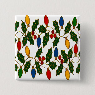 Cloisonne-konst julbelysning och järnek knapp