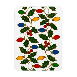 Cloisonne Konst Julbelysning och järnek Magnet