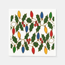 Cloisonne Konst Julbelysning och järnek Pappersservett