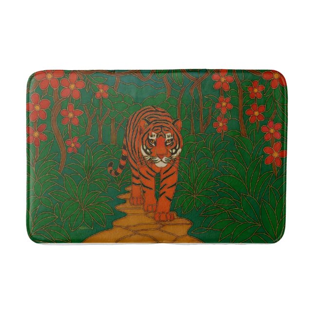 Cloisonne Konst Tiger på Djungelstigen Badrumsmatta (Framsidan)